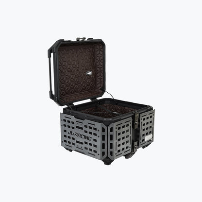 JB Racing Top Box 55L Titanium Fence V2.0 Premium Black with Backrest Pad (TOP25311)