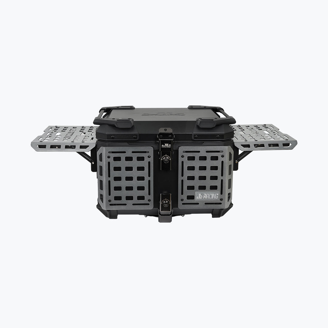 JB Racing Top Box 55L Titanium Fence V2.0 Premium Black with Backrest Pad (TOP25311)