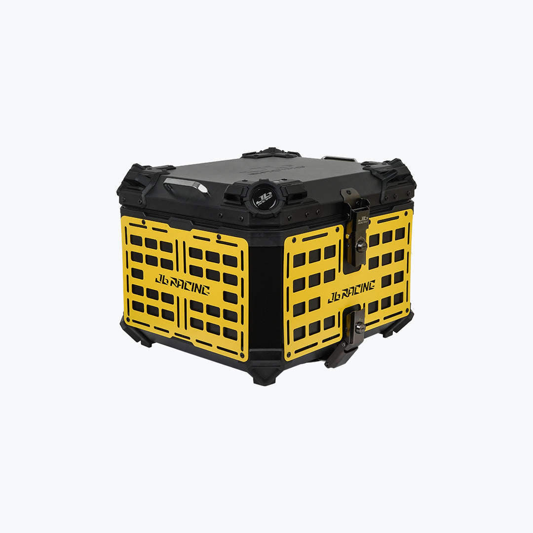 JB Racing Top Box 55L Yellow Fence V1.0 Premium Black With Backrest Pad (TOP25308)