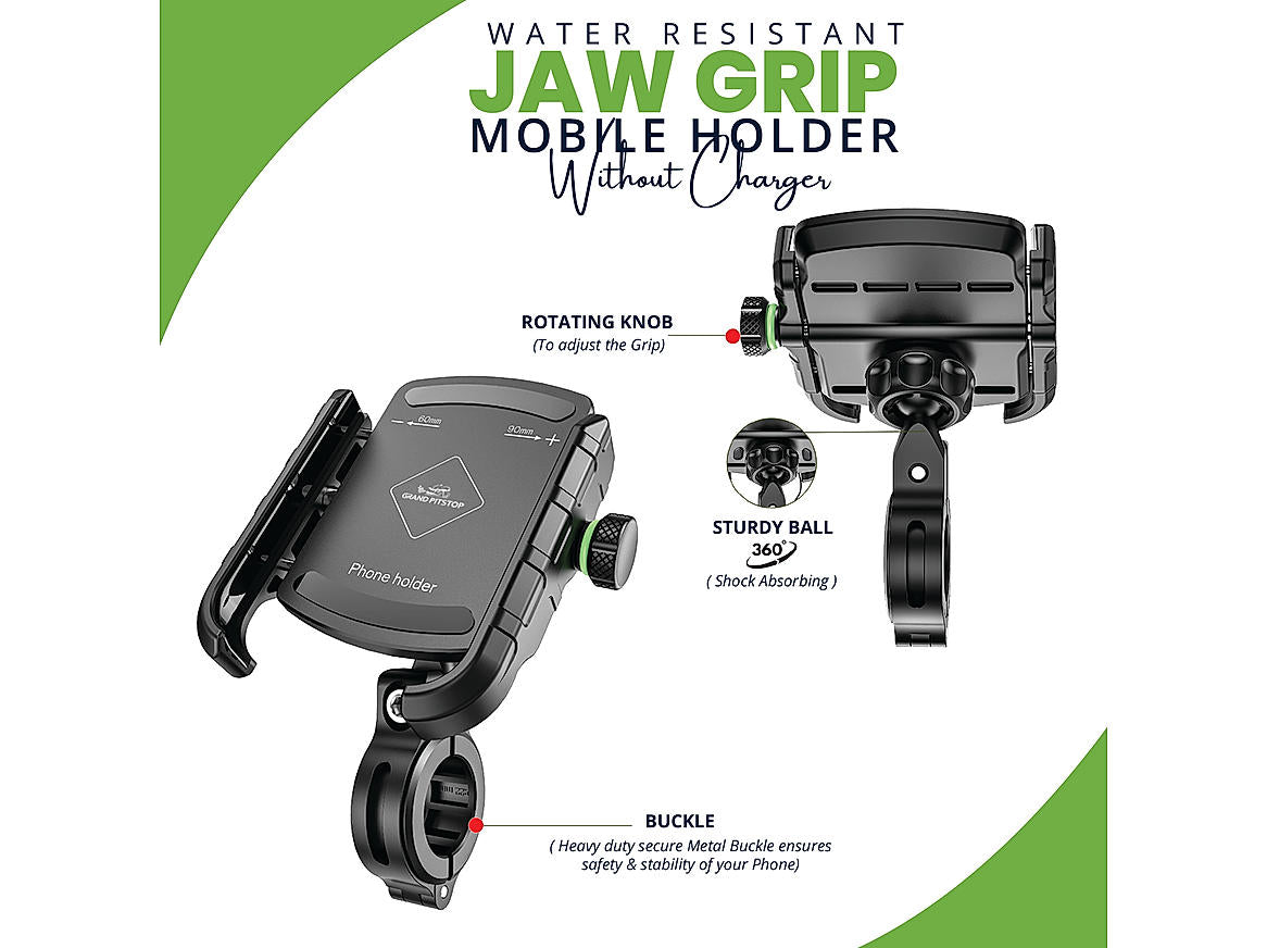 Jaw Grip Aluminium Mobile Holder - Black - Grandpitstop JGALWCMobH - Riders Junction
