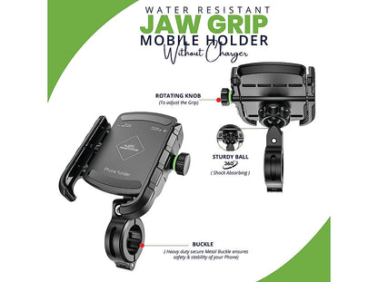 Jaw Grip Aluminium Mobile Holder - Black - Grandpitstop JGALWCMobH - Riders Junction