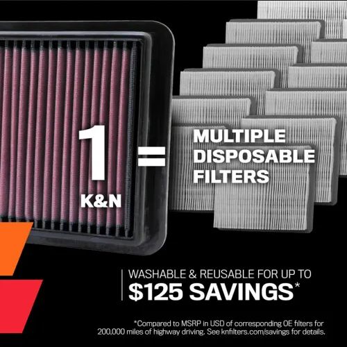 K&amp;N High-flow Original Lifetime Engine Car Air Filter - Volkswagen Golf VII L4-1.5L F/I - 33-3111 - Riders Junction