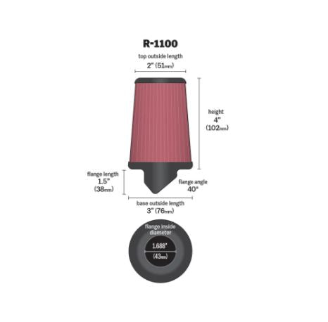 K&N High-Flow Original Universal Air Filter - R-1100