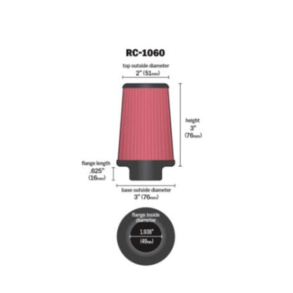 K&amp;N High-Flow Original Universal Air Filter - RC-1060