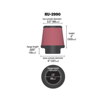 K&N High-Flow Original Universal Air Filter - RU-2990