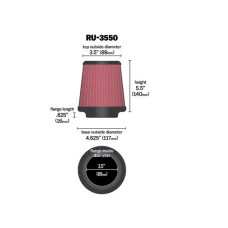 K&N High-Flow Original Universal Air Filter - RU-3550