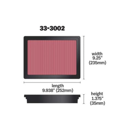 K&N High-flow Original Lifetime Engine Car Air Filter - Isuzu D-max L4-2.5/3.0L DSL - 33-3002