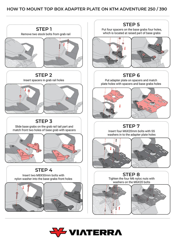 KTM Adventure 250/390 Top Box Adapter Plate - ViaTerra