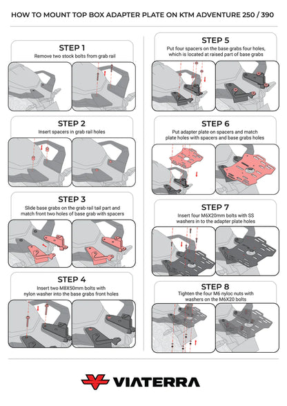 KTM Adventure 250/390 Top Box Adapter Plate - ViaTerra