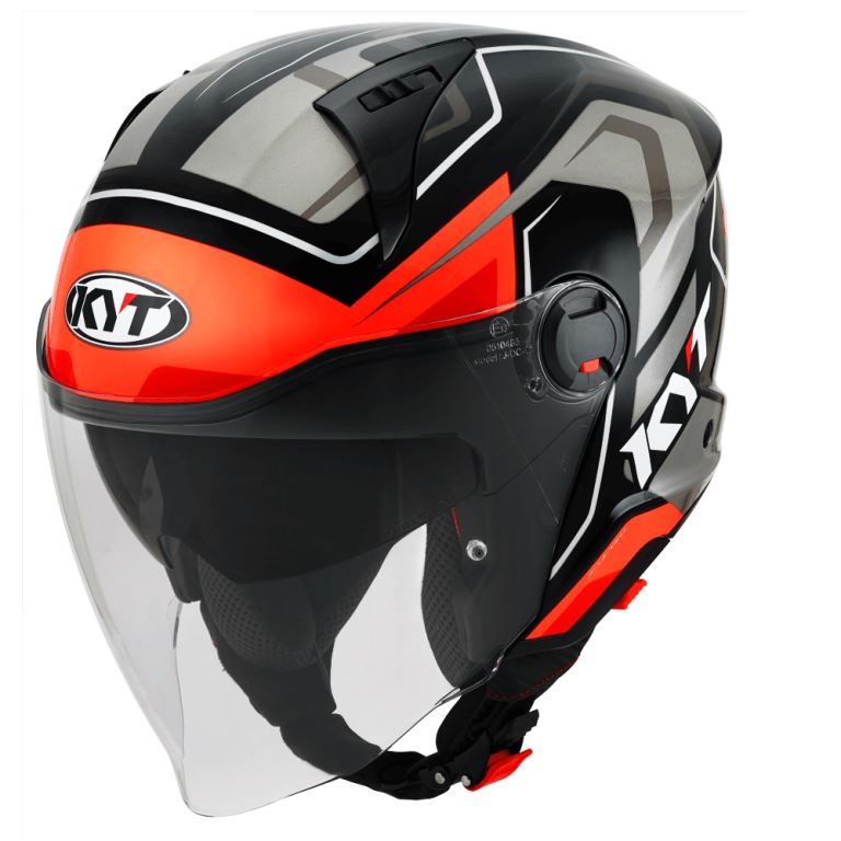 KYT City - D-City Overtech Black Orange Fluo - Helmet