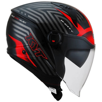 KYT D-CITY Lucent Matt Helmets Black / Red