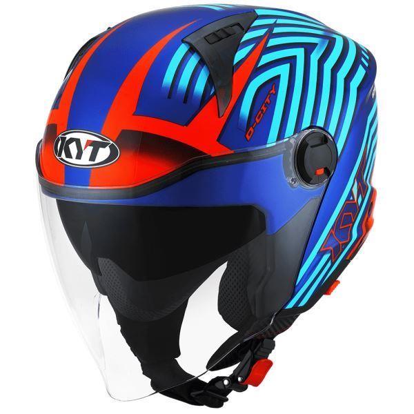KYT-D-CITY Open Helmet Lucent Gloss-Blue/Orange