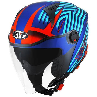 KYT-D-CITY Open Helmet Lucent Gloss-Blue/Orange