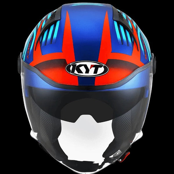 KYT D CITY Open Helmet Lucent Gloss Blue Orange