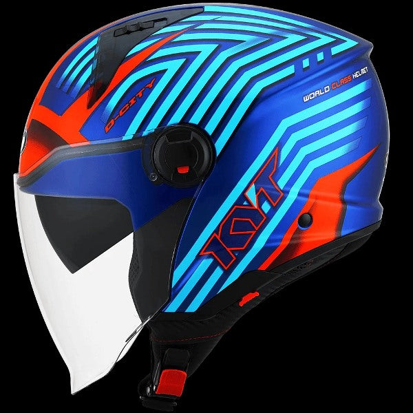KYT D CITY Open Helmet Lucent Gloss Blue Orange