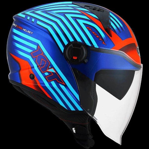 KYT-D-CITY Open Helmet Lucent Gloss-Blue/Orange