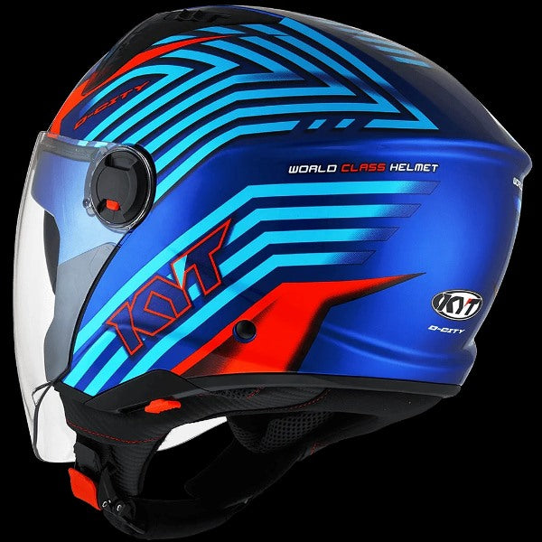KYT-D-CITY Open Helmet Lucent Gloss-Blue/Orange