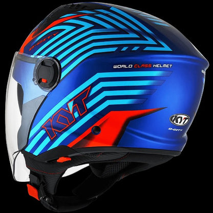 KYT-D-CITY Open Helmet Lucent Gloss-Blue/Orange