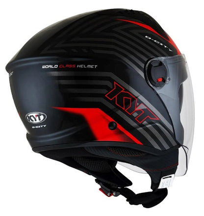 KYT D City Lucent Black Red Gloss Open Face Helmet-RED