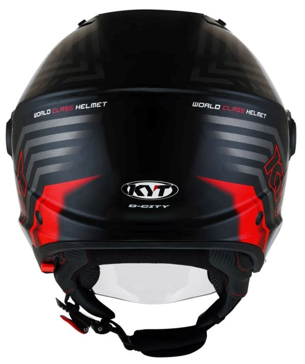 KYT D City Lucent Gloss Open Face Helmet-Black/Red