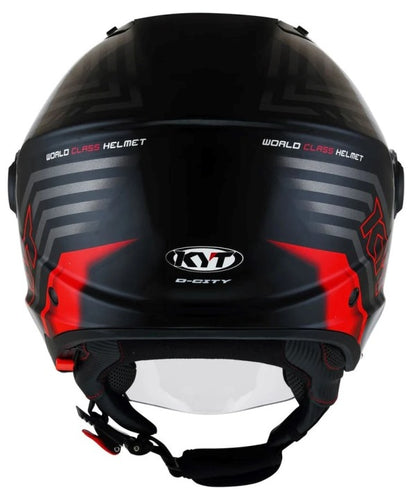 KYT D City Lucent Gloss Open Face Helmet-Black/Red