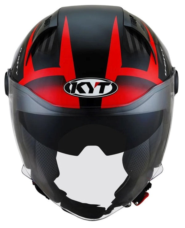 KYT D City Lucent Gloss Open Face Helmet-Black/Red