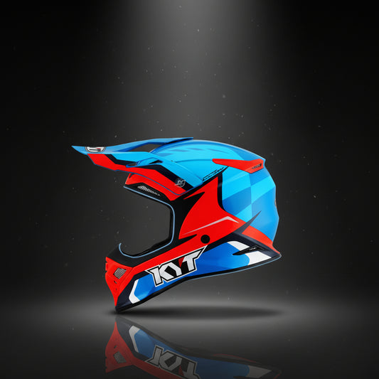 KYT Off Road - Skyhawk Glowing Blue/orange Fluo - Off Road Helmet
