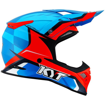 KYT Off Road - Skyhawk Glowing Blue/orange Fluo - Off Road Helmet