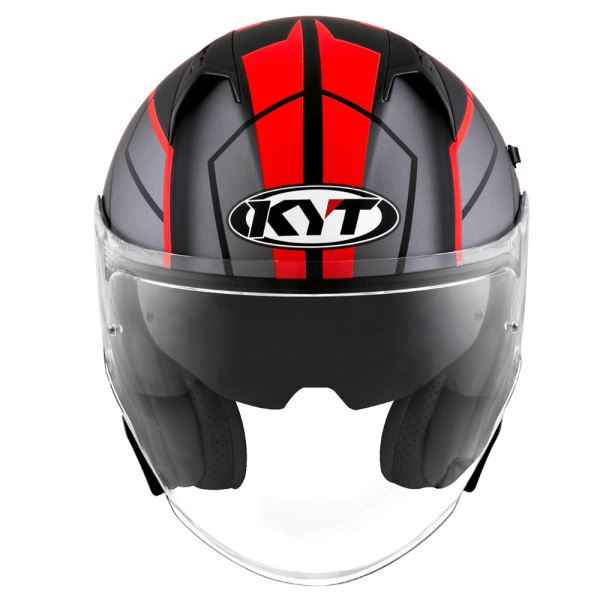 KYT NFJ Motion Matt Black Fluro Red Helmet