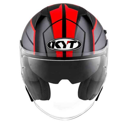 KYT NFJ Motion Matt Black Fluro Red Helmet