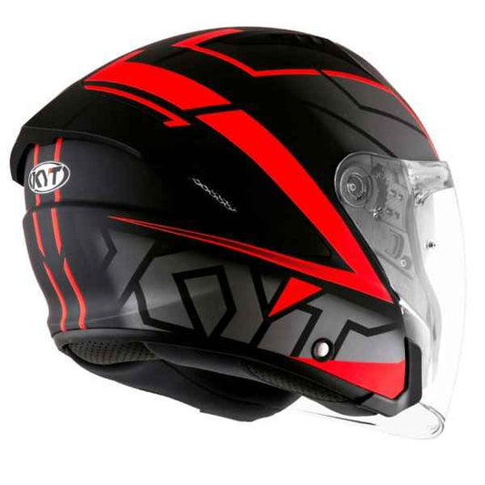KYT NFJ Motion Matt Black Fluro Red Helmet