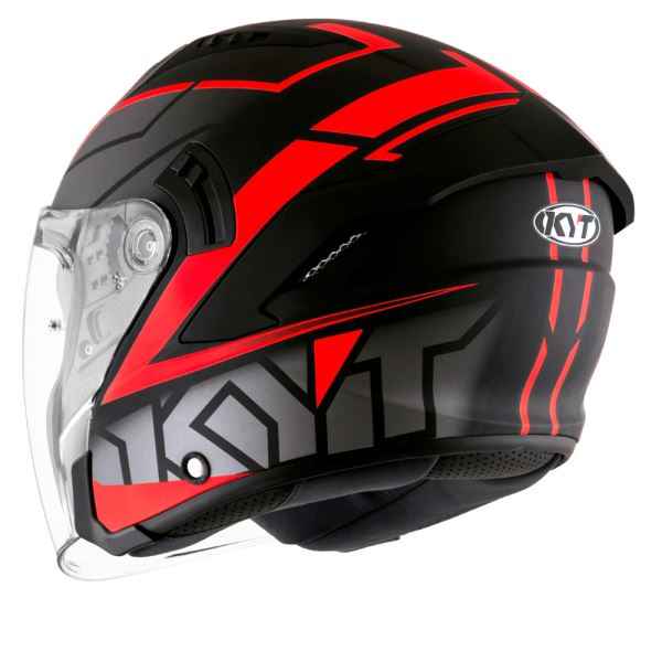 KYT NFJ Motion Matt Black Fluro Red Helmet