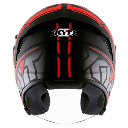 KYT NFJ Motion Matt Black Fluro Red Helmet