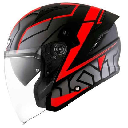 KYT NFJ Motion Matt Black Fluro Red Helmet