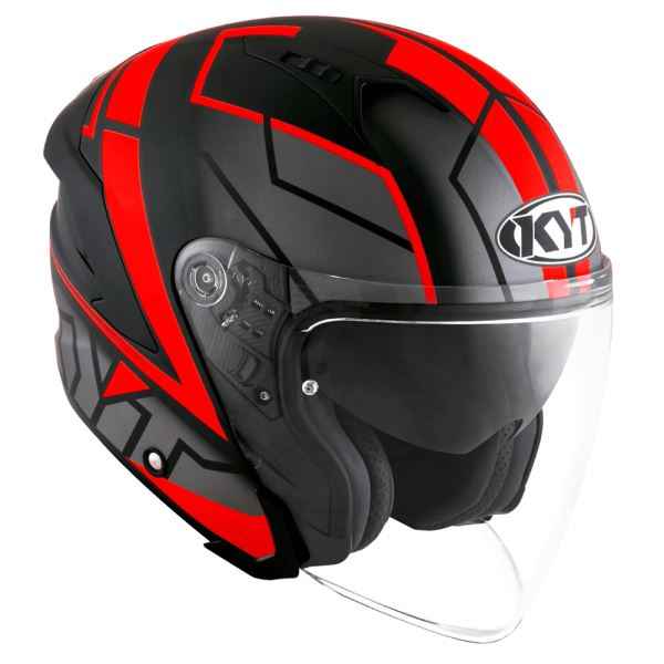 KYT NFJ Motion Matt Black Fluro Red Helmet