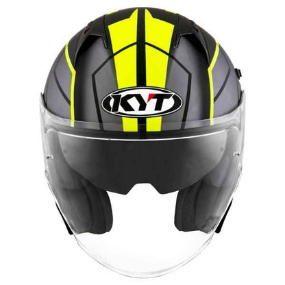 KYT NFJ Motion Matt Black Fluro Yellow Helmet
