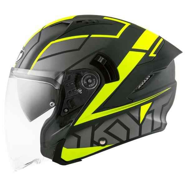 KYT NFJ Motion Matt Black Fluro Yellow Helmet