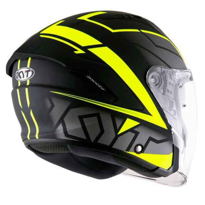 KYT NFJ Motion Matt Black Fluro Yellow Helmet