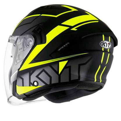 KYT NFJ Motion Matt Black Fluro Yellow Helmet
