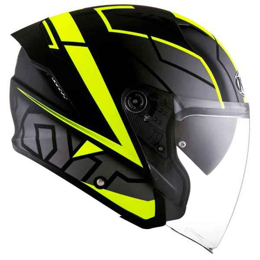 KYT NFJ Motion Matt Black Fluro Yellow Helmet