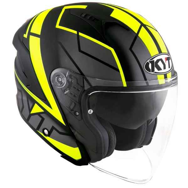 KYT NFJ Motion Matt Black Fluro Yellow Helmet