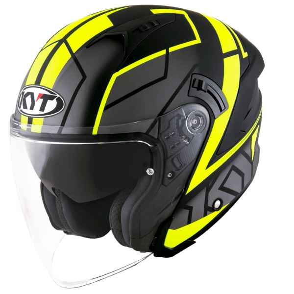 KYT NFJ Motion Matt Black Fluro Yellow Helmet