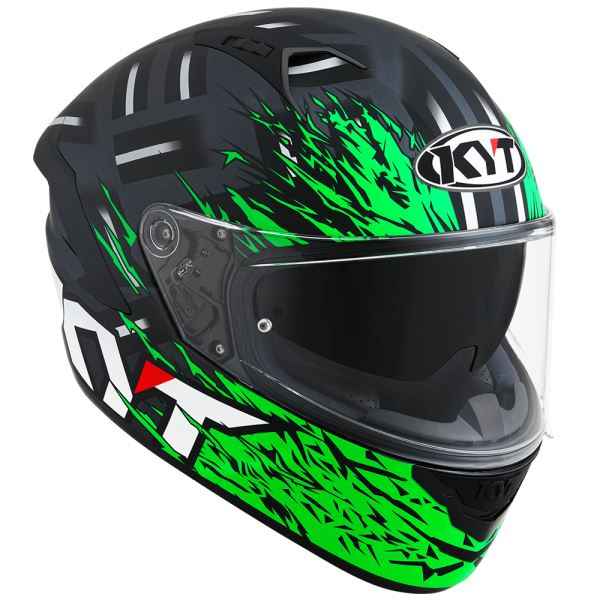 KYT NFR Flaming Matt Grey Green Helmet