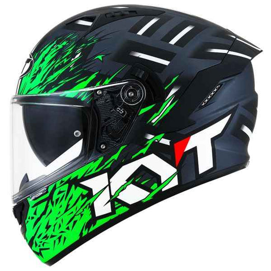 KYT NFR Flaming Matt Grey Green Helmet