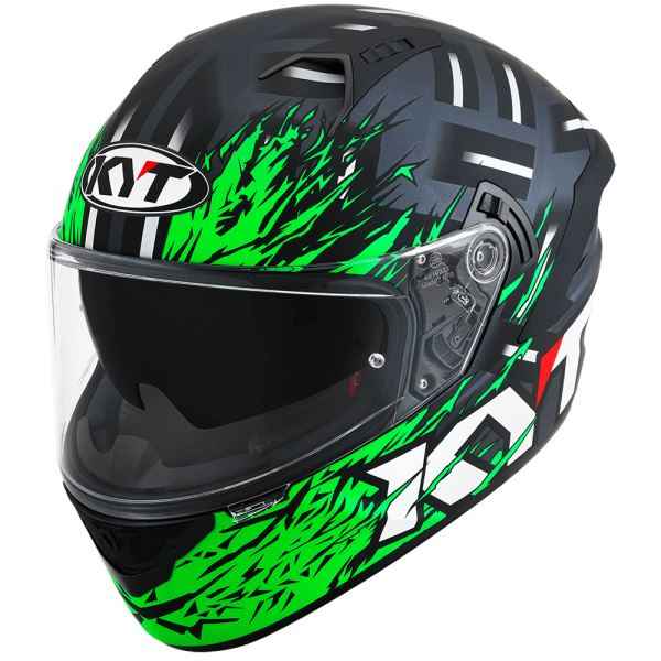 KYT NFR Flaming Matt Grey Green Helmet
