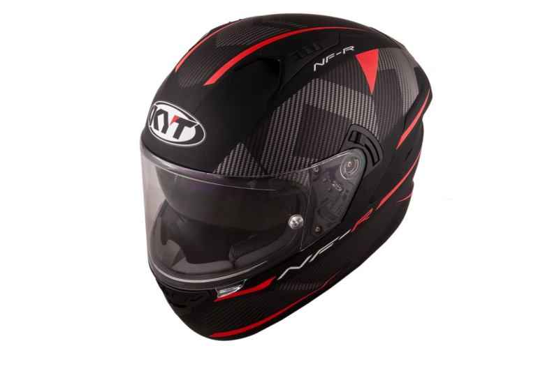 KYT NFR Logos Matt Black Red Helmet