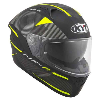KYT NFR Logos Matt Black Yellow Helmet