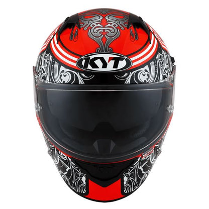 KYT NFR Steel Flower Red Gloss Helmet