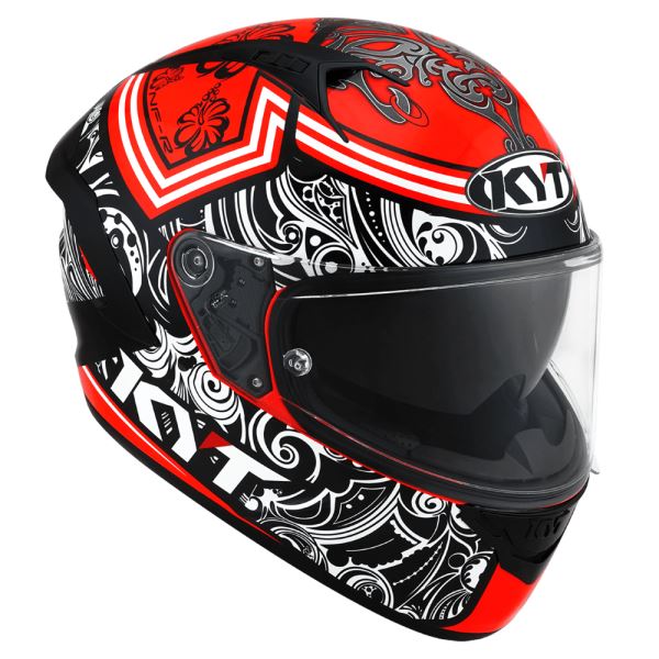 KYT NFR Steel Flower Red Gloss Helmet