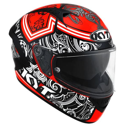 KYT NFR Steel Flower Red Gloss Helmet